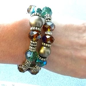Beautiful double strand connected bead bracelet.